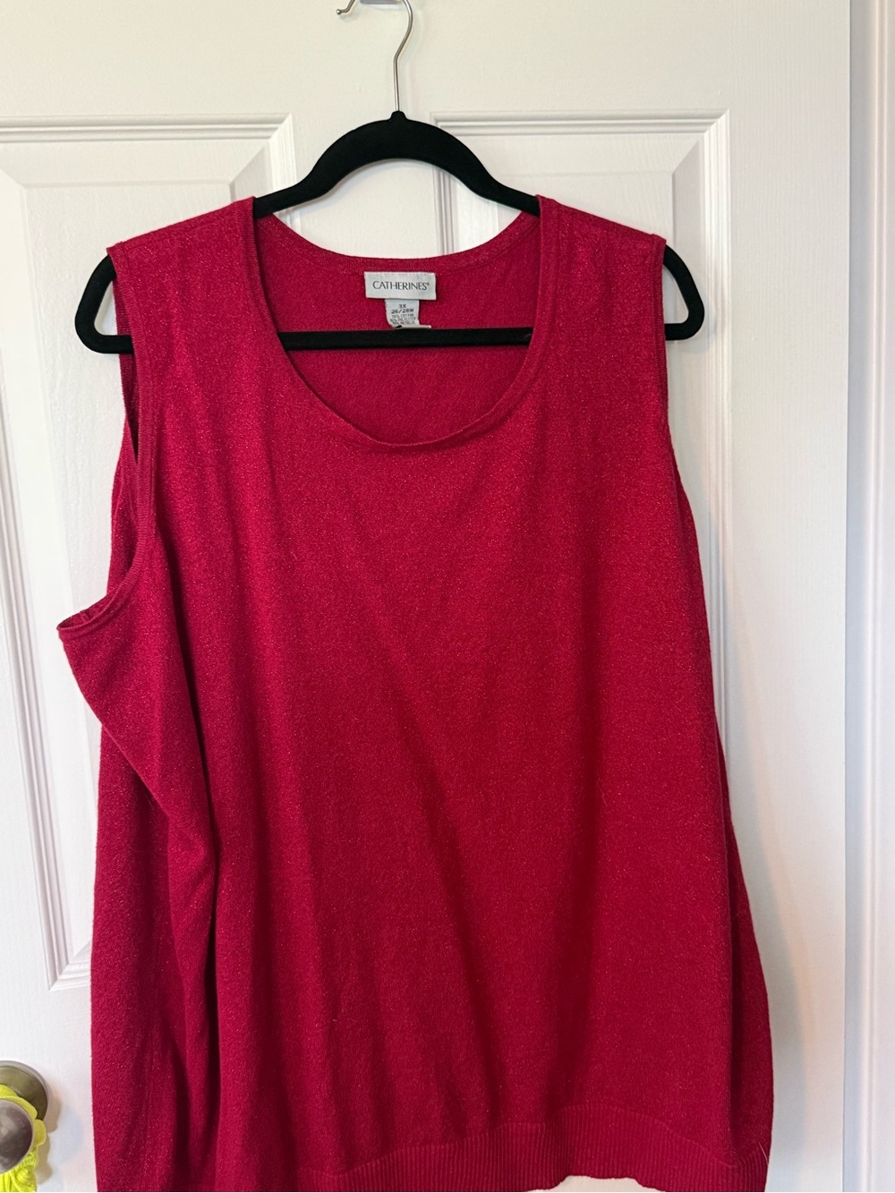 Catherines Women's Sleeveless Knit Top - Red Shimmer